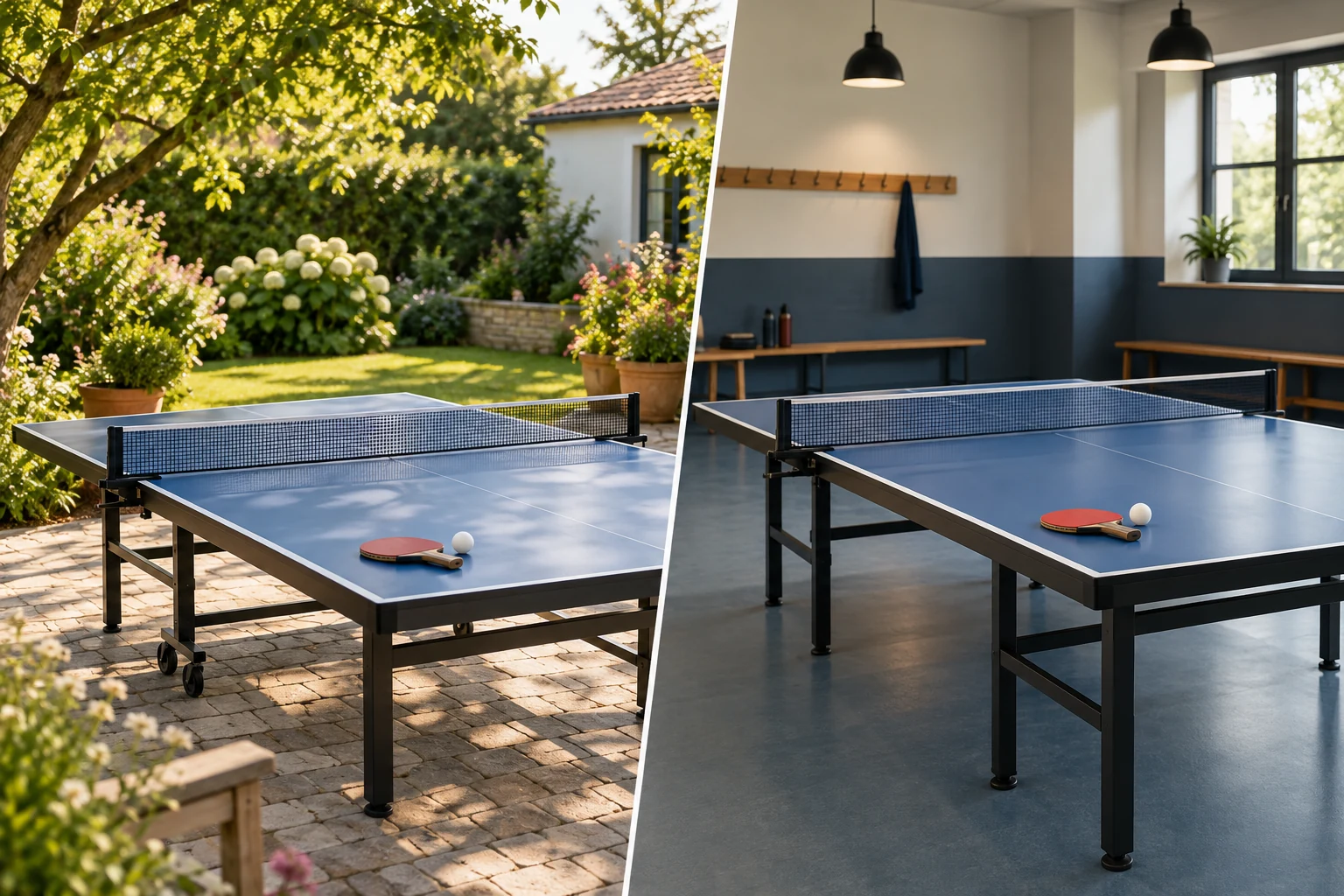 Indoor- und Outdoor-Tischtennis im Vergleich